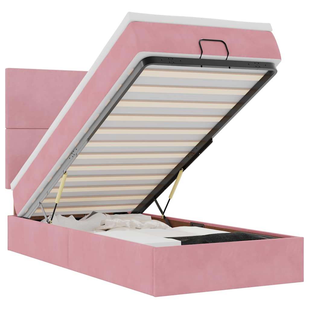 Ottoman-Bett Mit Matratzen Samt Rosa