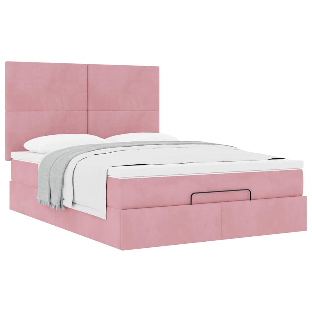Ottoman-Bett Mit Matratzen Samt Rosa