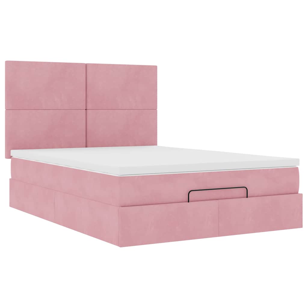 Ottoman-Bett Mit Matratzen Samt Rosa