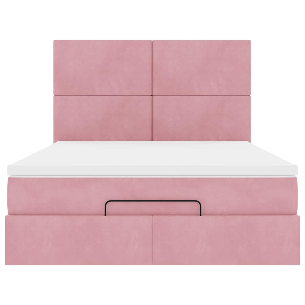 Ottoman-Bett Mit Matratzen Samt Rosa