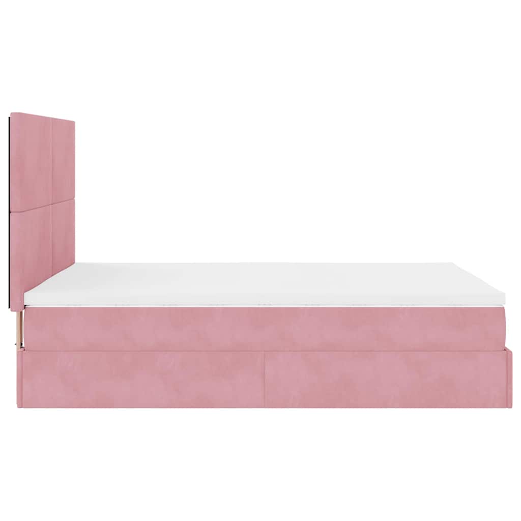 Ottoman-Bett Mit Matratzen Samt Rosa