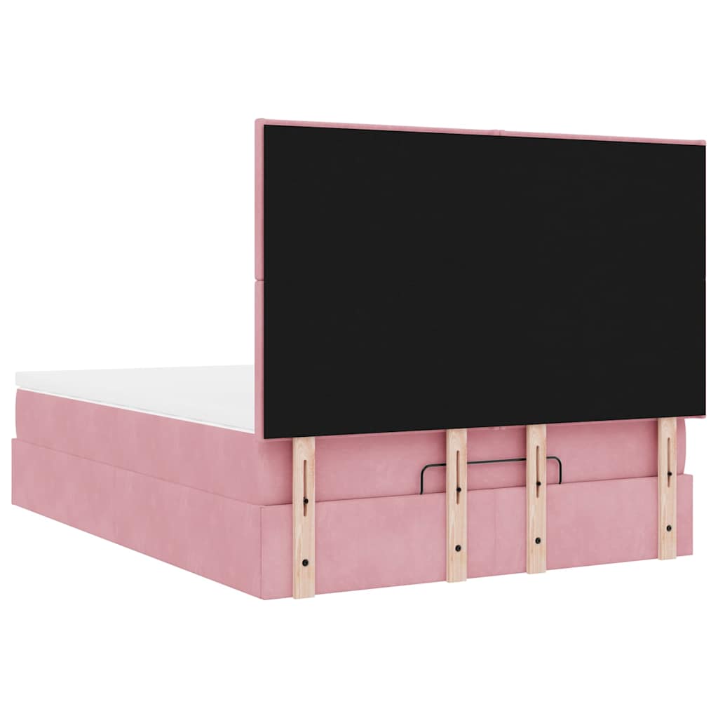 Ottoman-Bett Mit Matratzen Samt Rosa