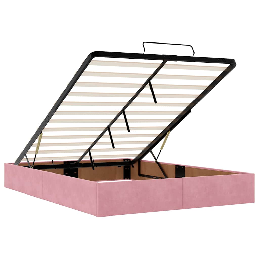 Ottoman-Bett Mit Matratzen Samt Rosa