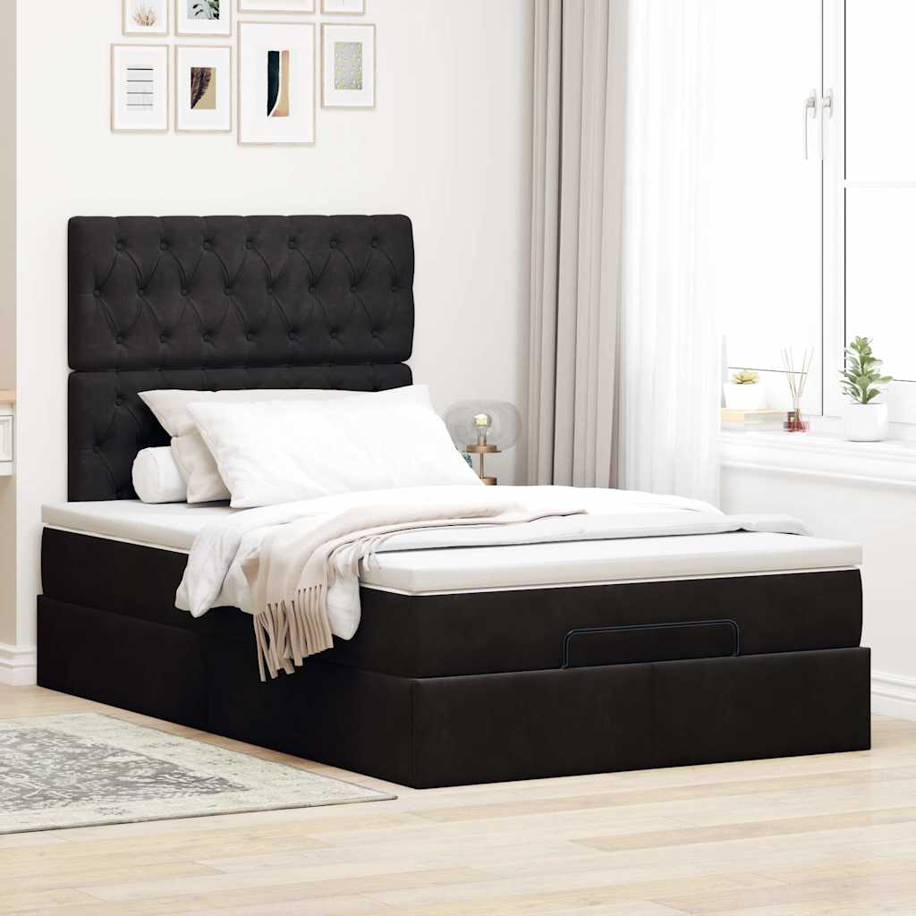 Ottoman-Bett Mit Matratzen Samt Schwarz