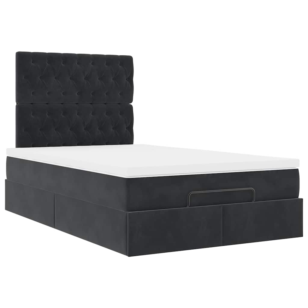 Ottoman-Bett Mit Matratzen Samt Schwarz