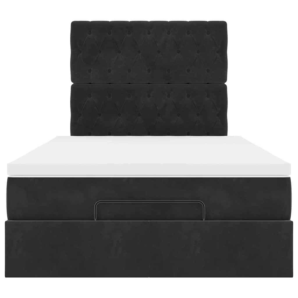Ottoman-Bett Mit Matratzen Samt Schwarz