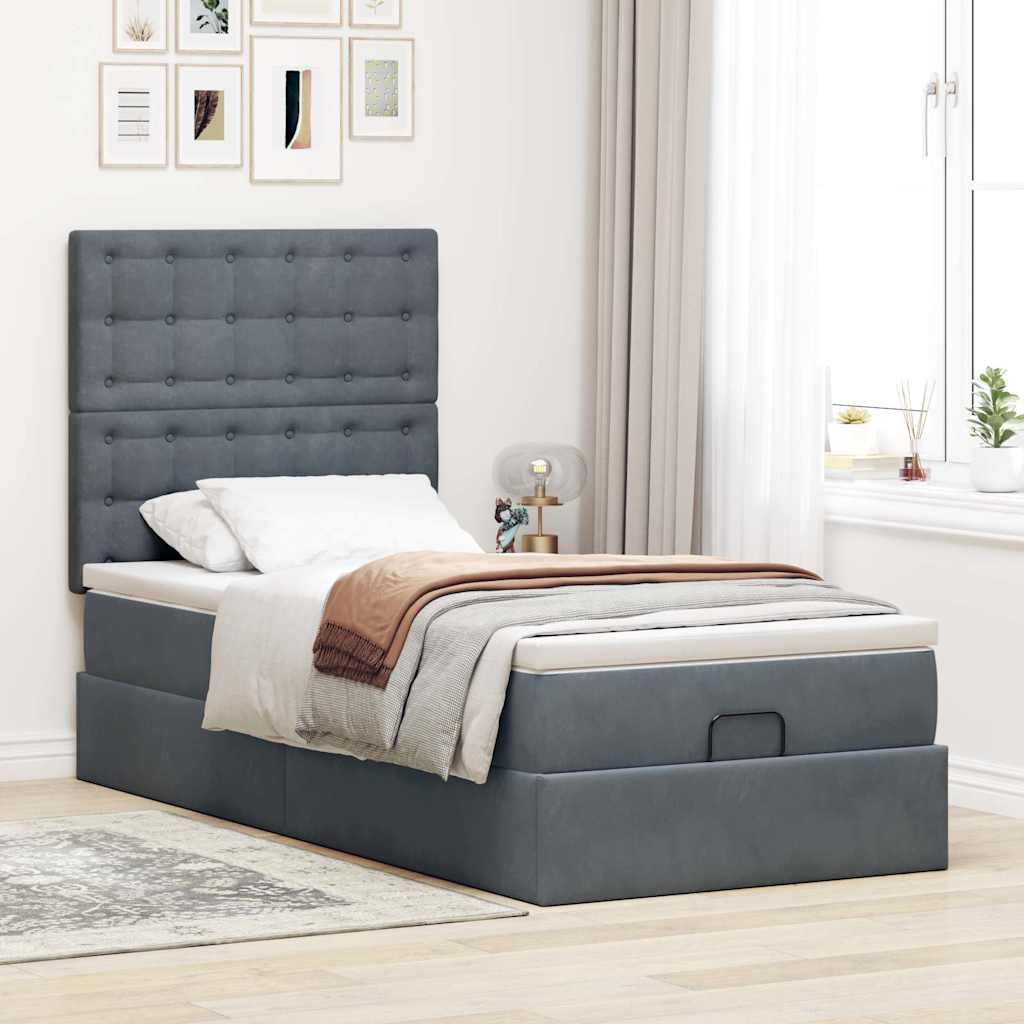 Ottoman-Bett Mit Matratzen Samt Dunkelgrau