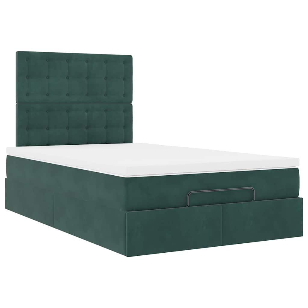 Ottoman-Bett Mit Matratzen Samt Dunkelgrün