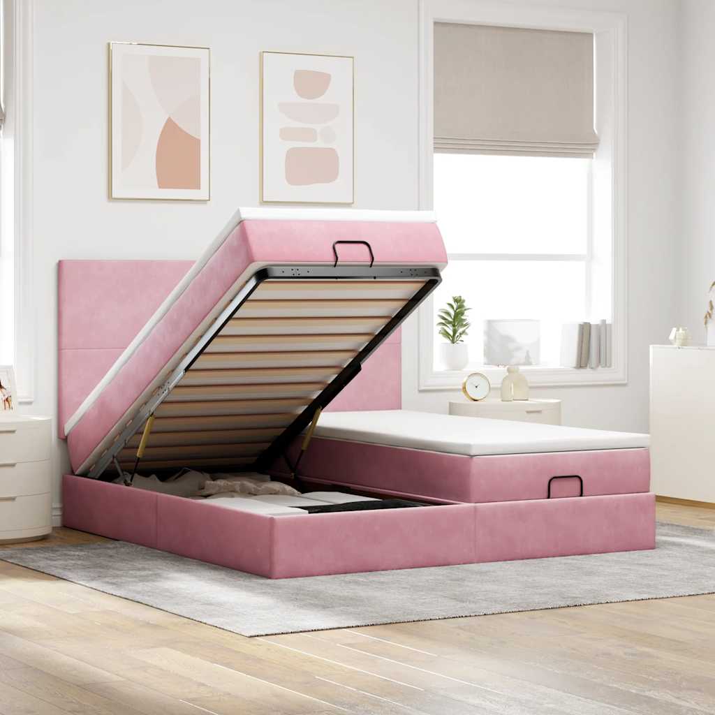 Ottoman-Bett Mit Matratzen Samt