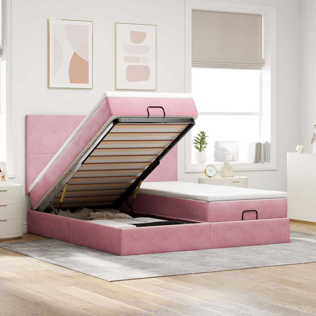 Ottoman-Bett Mit Matratzen Samt