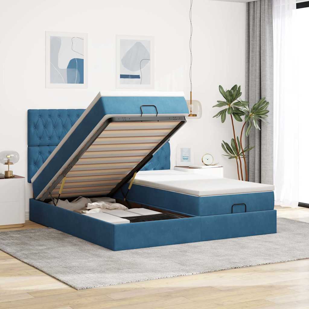 Ottoman-Bett Mit Matratzen Samt