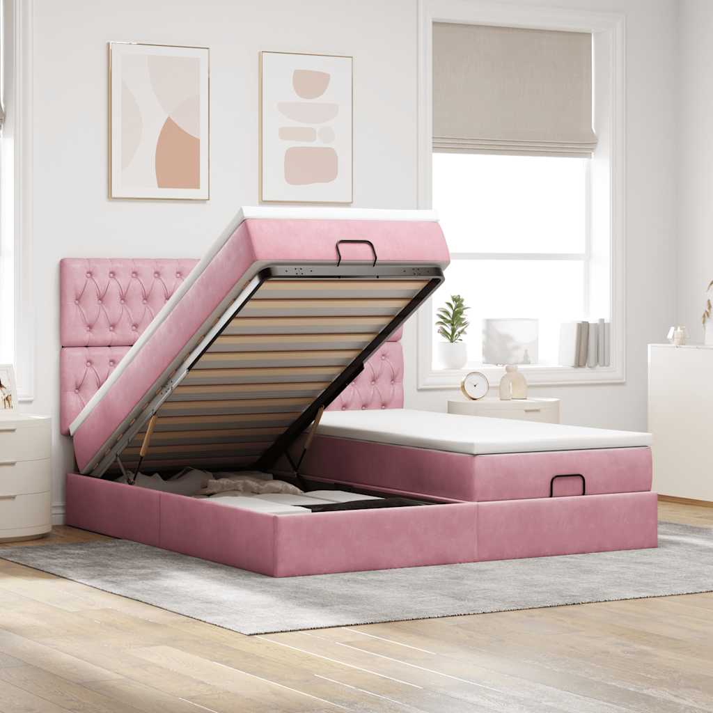 Ottoman-Bett Mit Matratzen Samt