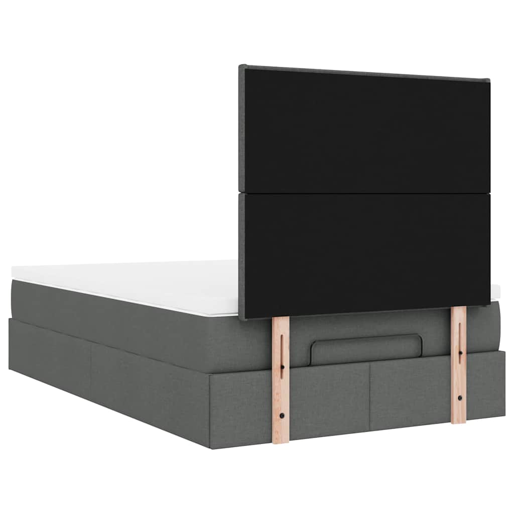 Ottoman-Bett Mit Matratze & Leds Stoff Dunkelgrau
