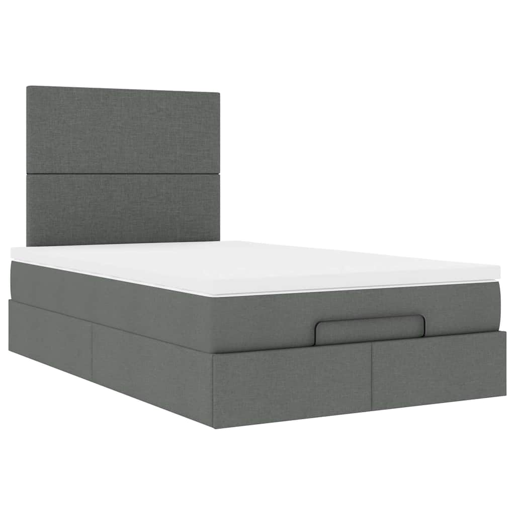 Ottoman-Bett Mit Matratze & Leds Stoff Dunkelgrau