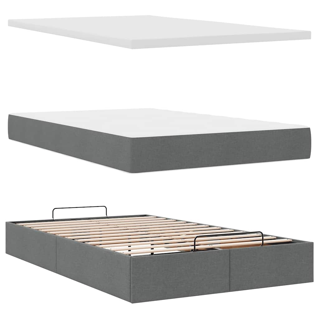 Ottoman-Bett Mit Matratze & Leds Stoff Dunkelgrau