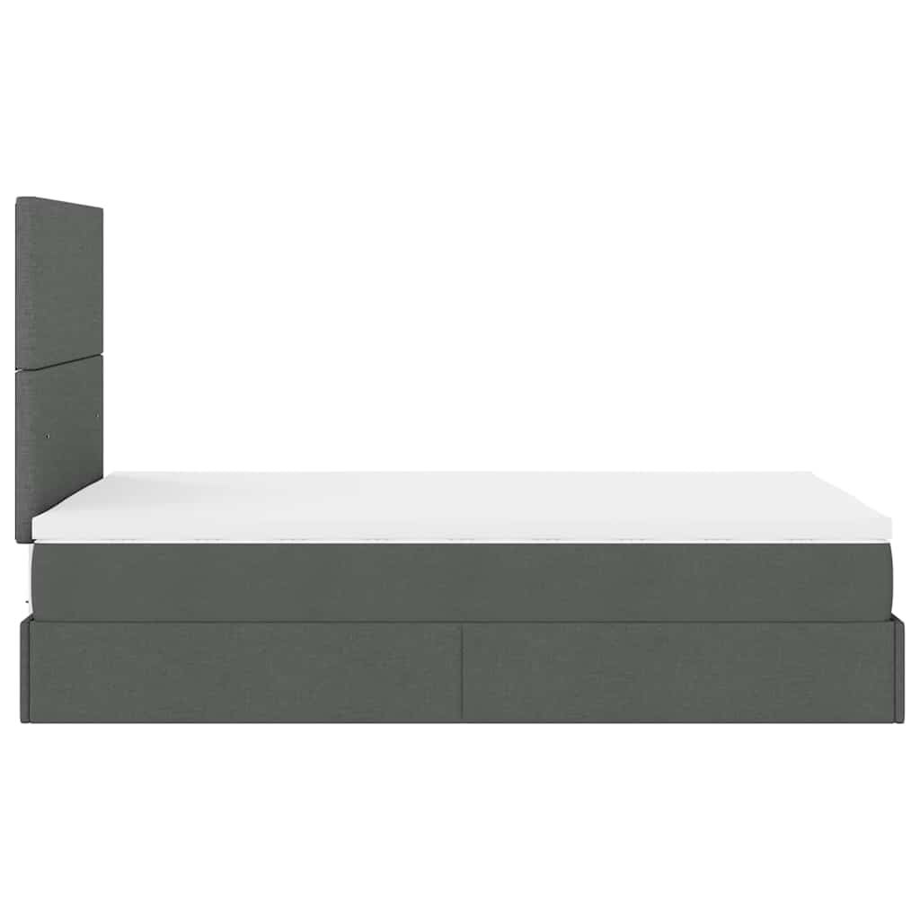 Ottoman-Bett Mit Matratze & Leds Stoff Dunkelgrau