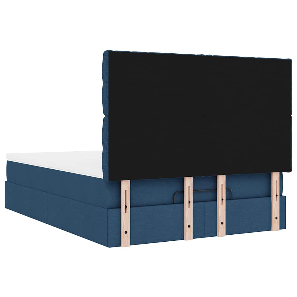 Ottoman-Bett Mit Matratze & Leds Stoff Blau