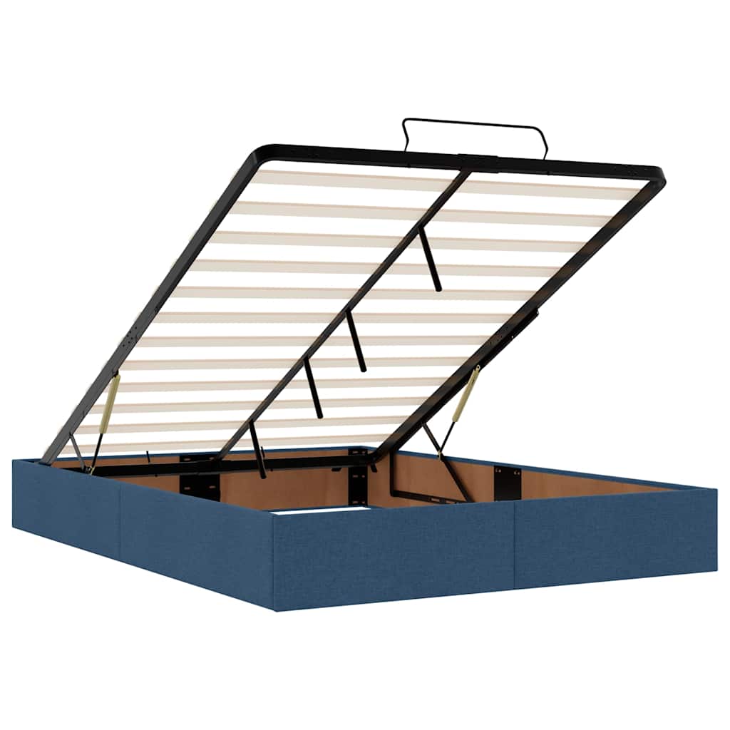 Ottoman-Bett Mit Matratze & Leds Stoff Blau