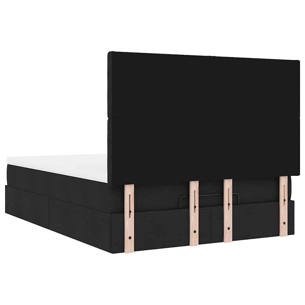 Ottoman-Bett Mit Matratze & Leds Stoff Schwarz