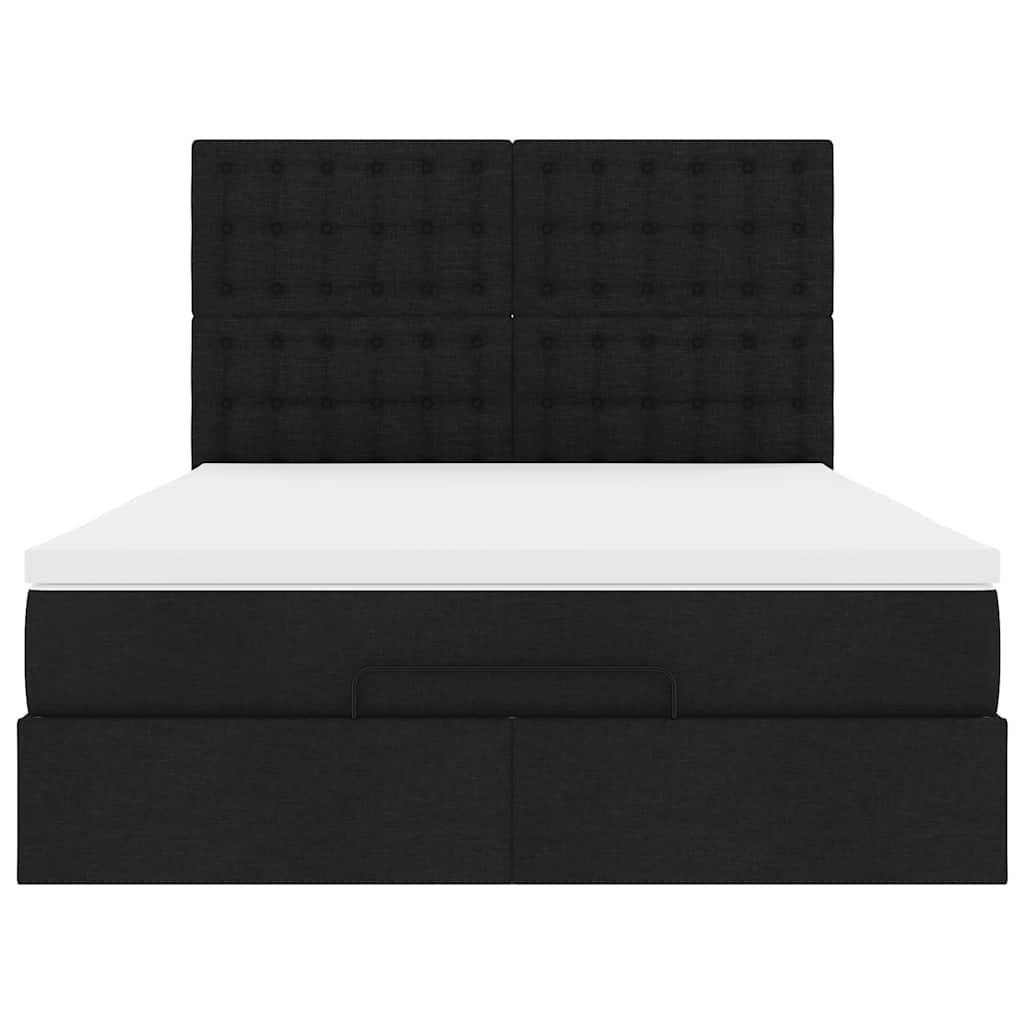 Ottoman-Bett Mit Matratze & Leds Stoff Schwarz