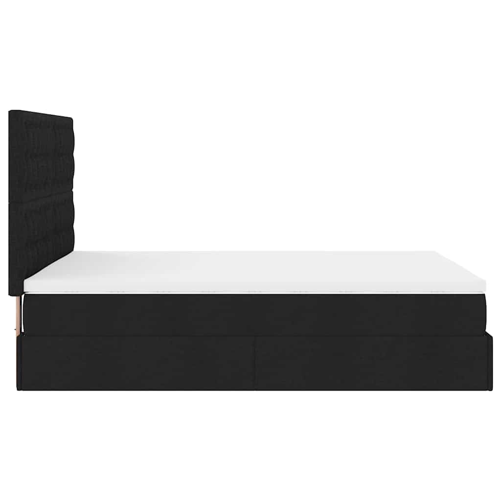 Ottoman-Bett Mit Matratze & Leds Stoff Schwarz