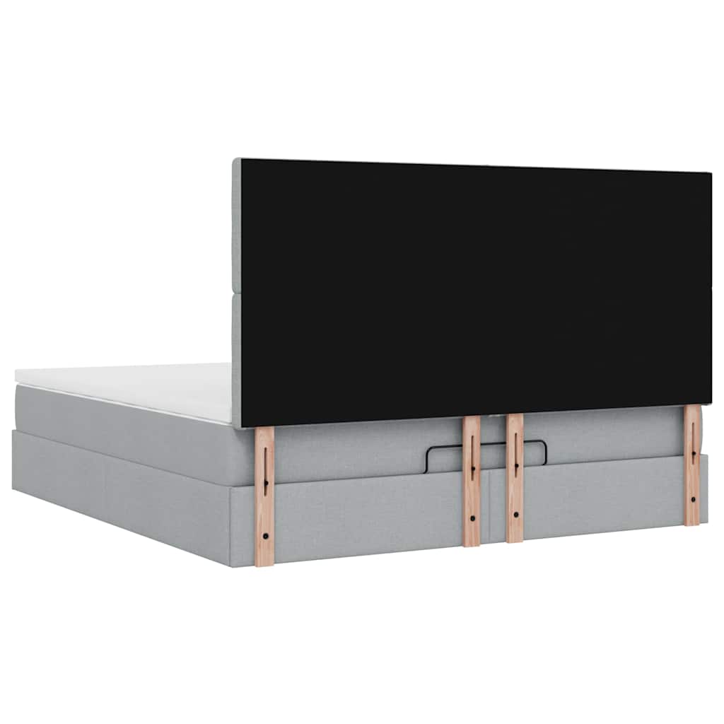Ottoman-Bett Mit Matratze & Leds Stoff Hellgrau