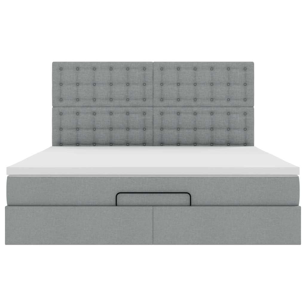 Ottoman-Bett Mit Matratze & Leds Stoff Hellgrau
