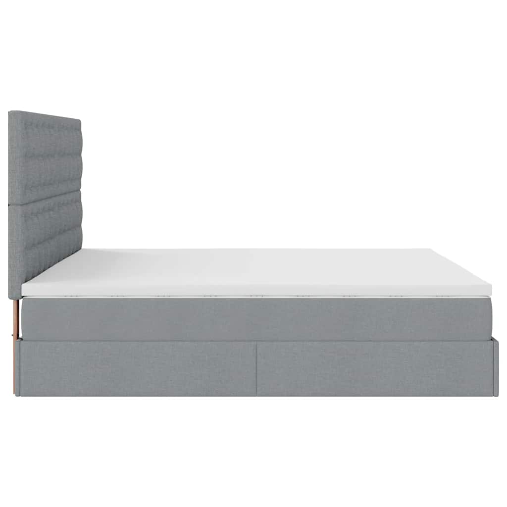 Ottoman-Bett Mit Matratze & Leds Stoff Hellgrau