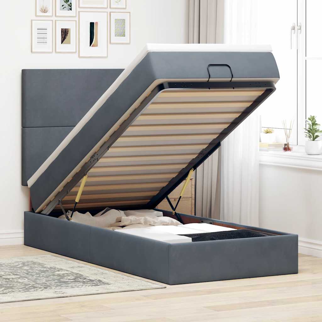 Ottoman-Bett Mit Matratzen & Leds Samt Dunkelgrau