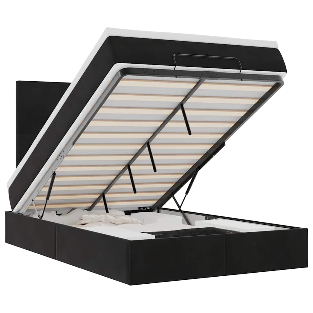 Ottoman-Bett Mit Matratzen & Leds Samt Schwarz