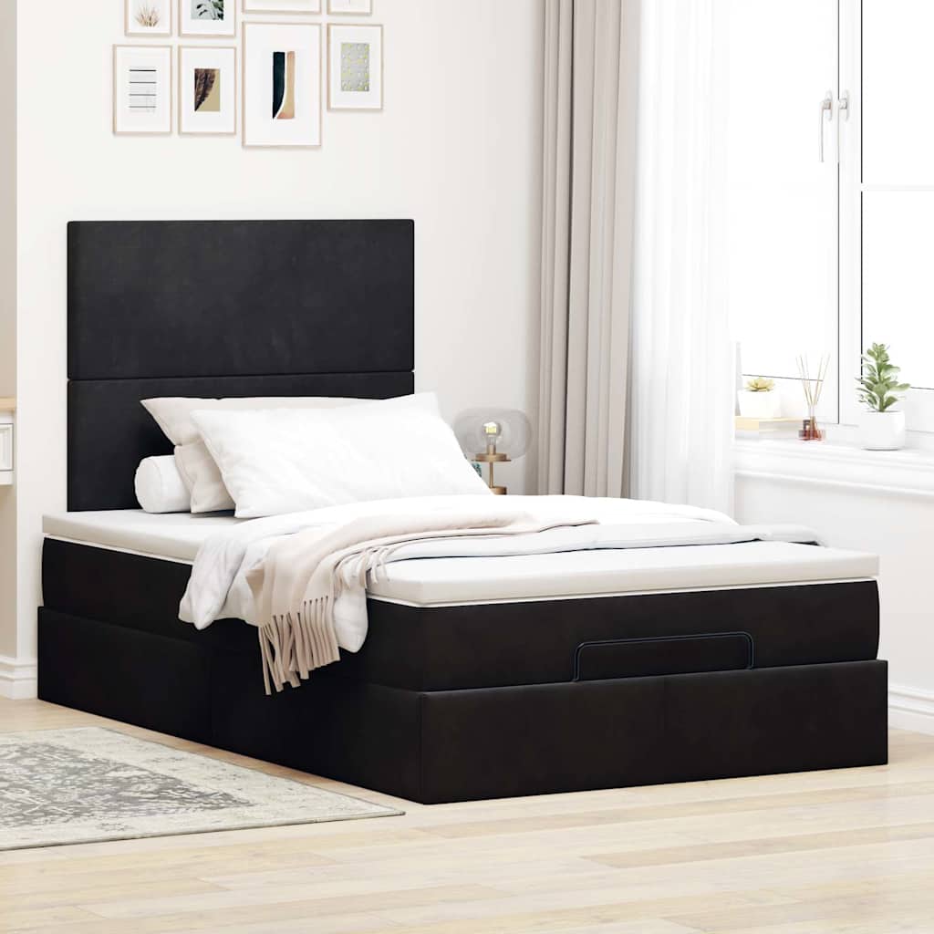 Ottoman-Bett Mit Matratzen & Leds Samt Schwarz