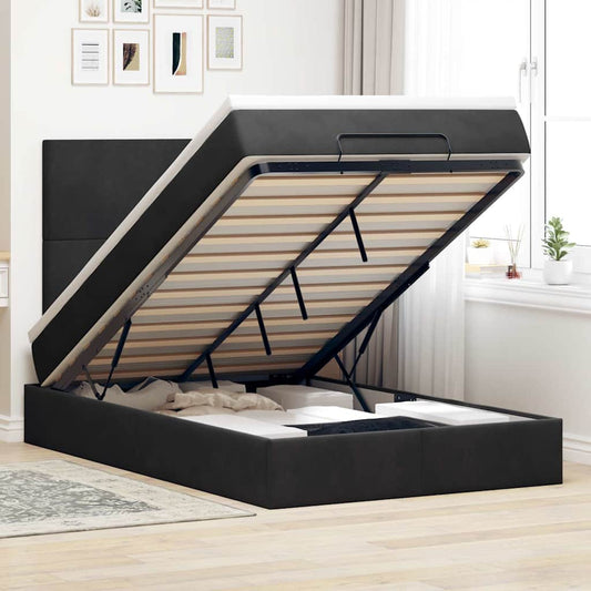 Ottoman-Bett Mit Matratzen & Leds Samt Schwarz
