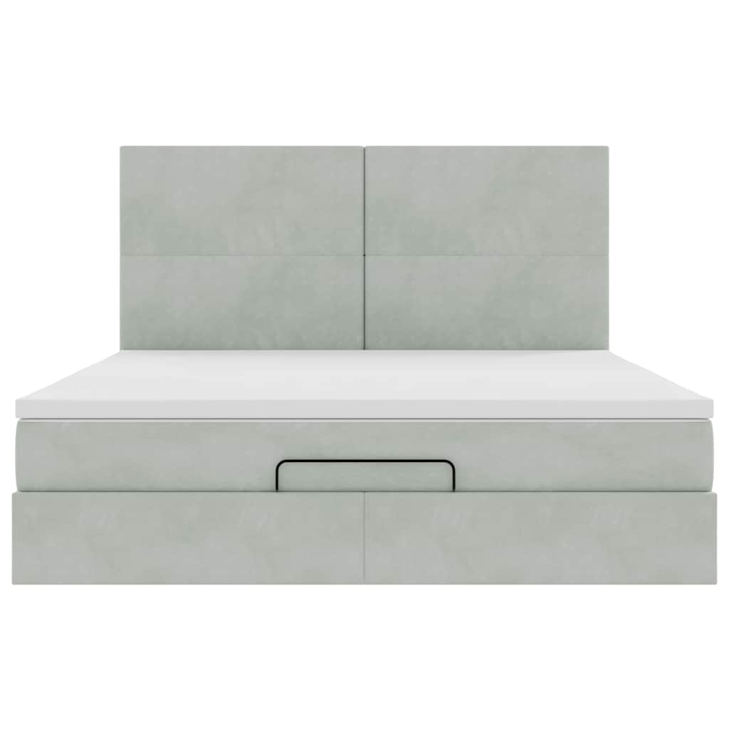 Ottoman-Bett Mit Matratzen & Leds Samt Hellgrau