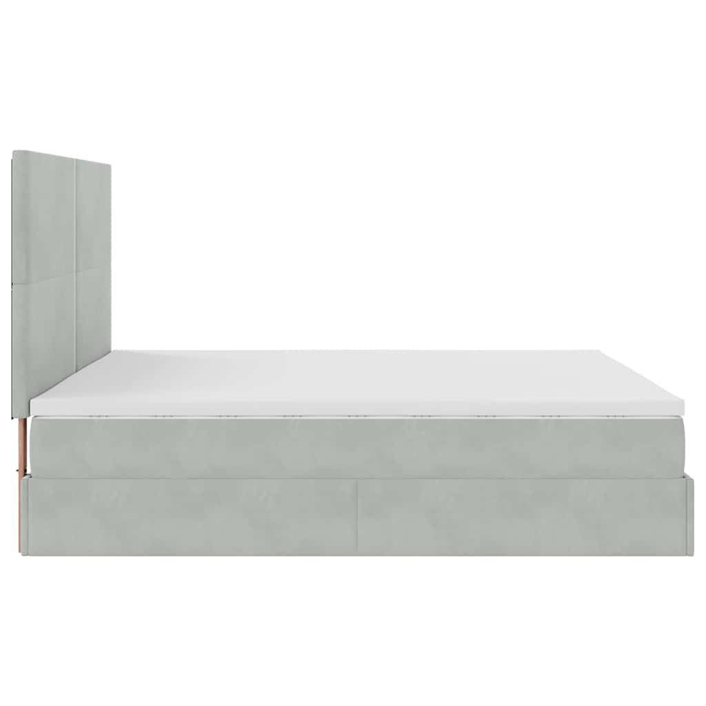 Ottoman-Bett Mit Matratzen & Leds Samt Hellgrau