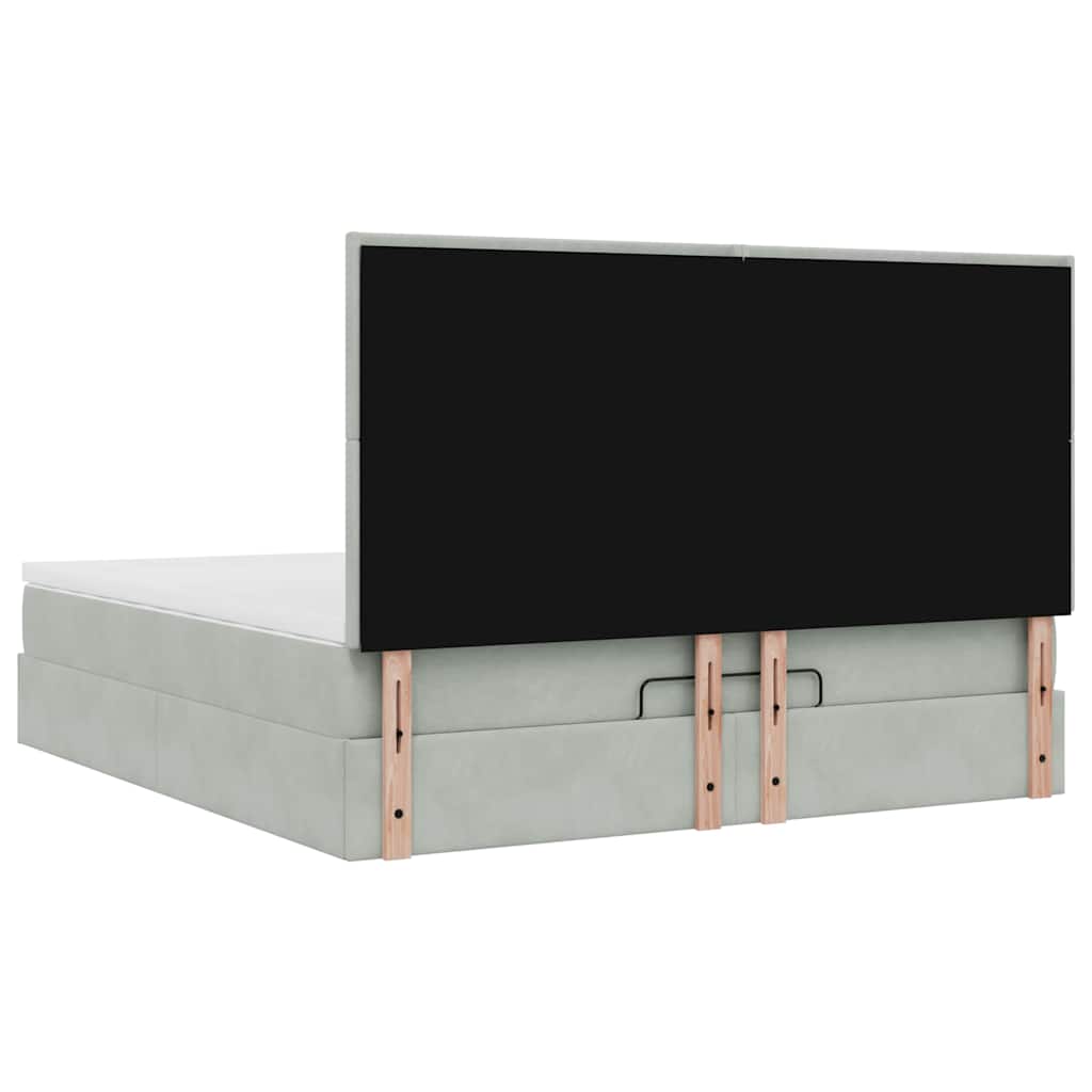 Ottoman-Bett Mit Matratzen & Leds Samt Hellgrau