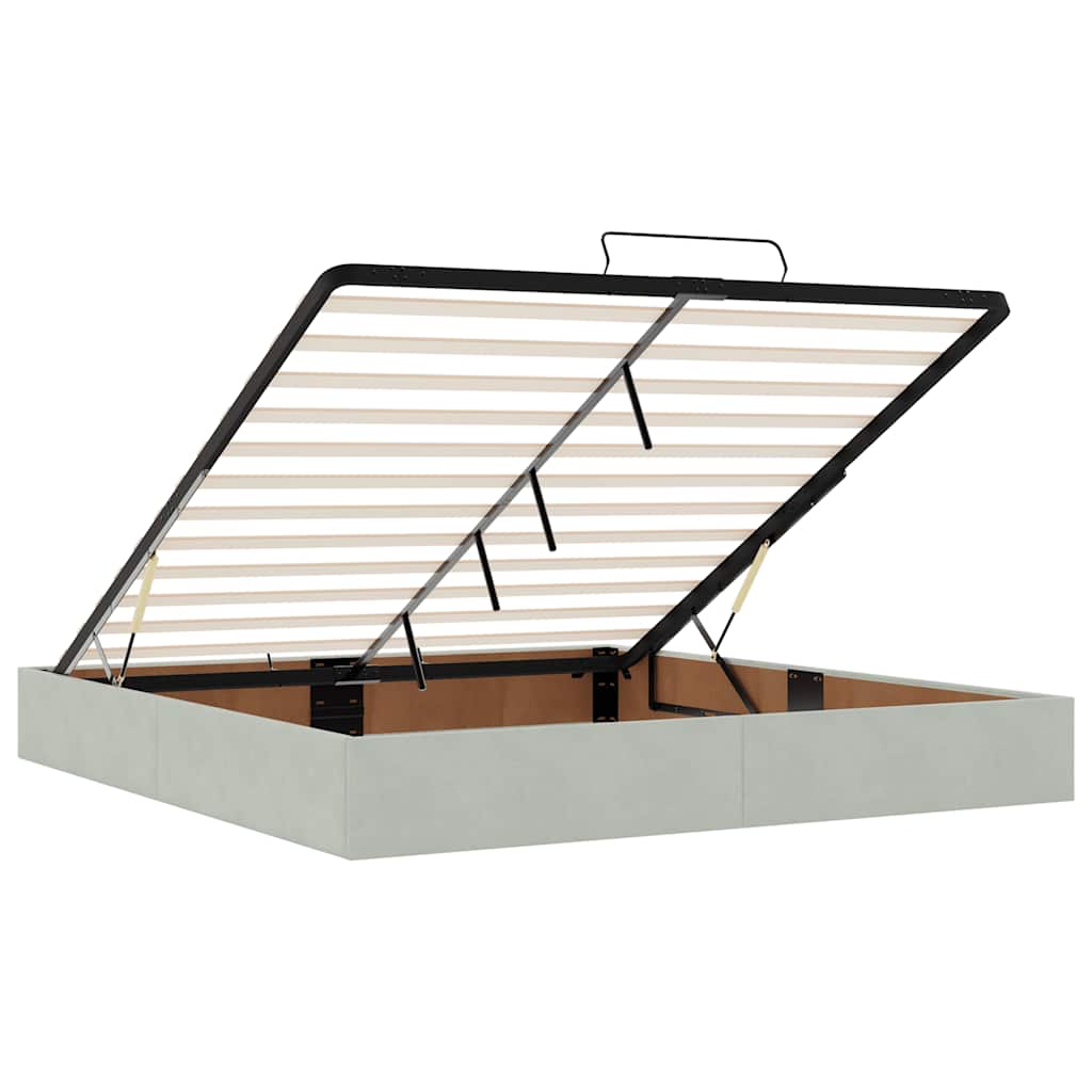 Ottoman-Bett Mit Matratzen & Leds Samt Hellgrau