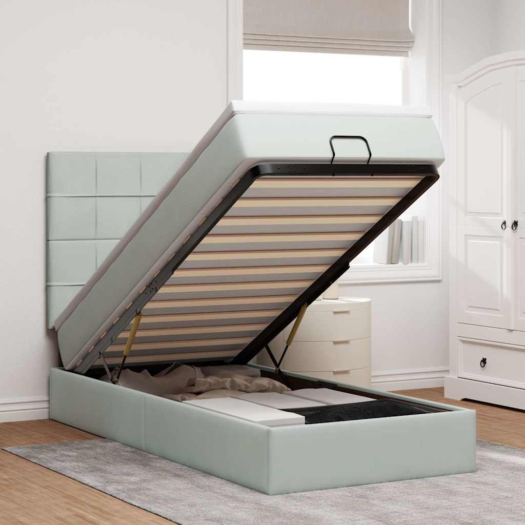 Ottoman-Bett Mit Matratzen & Leds Samt Hellgrau