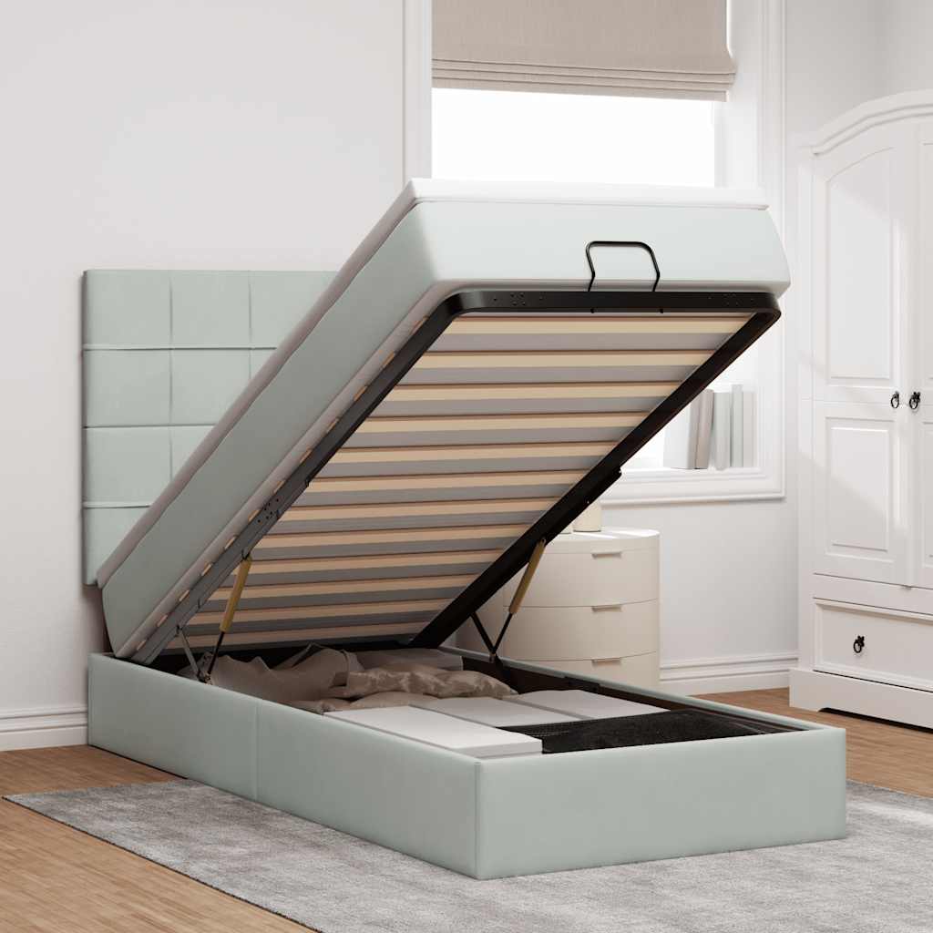 Ottoman-Bett Mit Matratzen & Leds Samt Hellgrau
