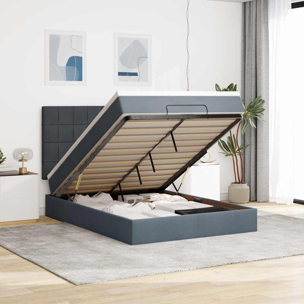 Ottoman-Bett Mit Matratzen & Leds Samt Dunkelgrau