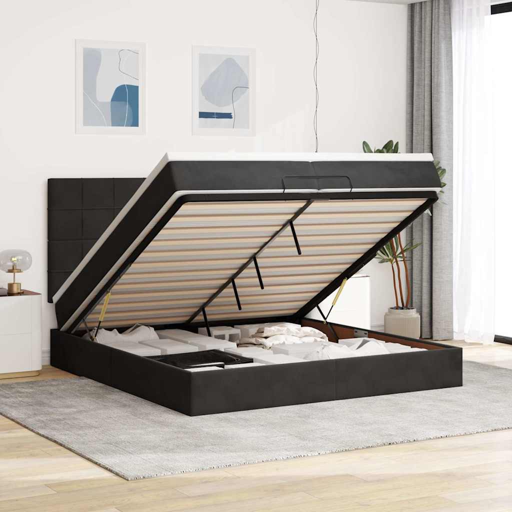 Ottoman-Bett Mit Matratzen & Leds Samt Schwarz