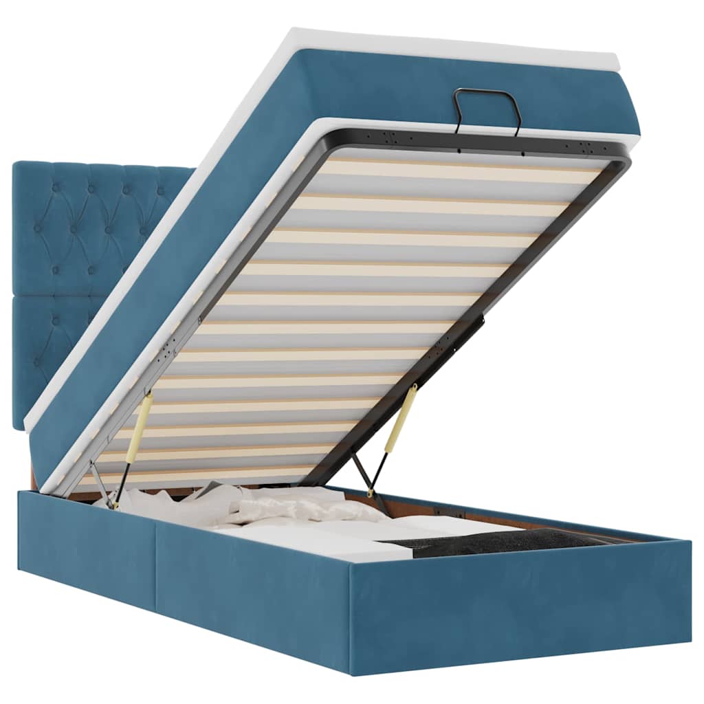 Ottoman-Bett Mit Matratzen & Leds Samt Dunkelblau