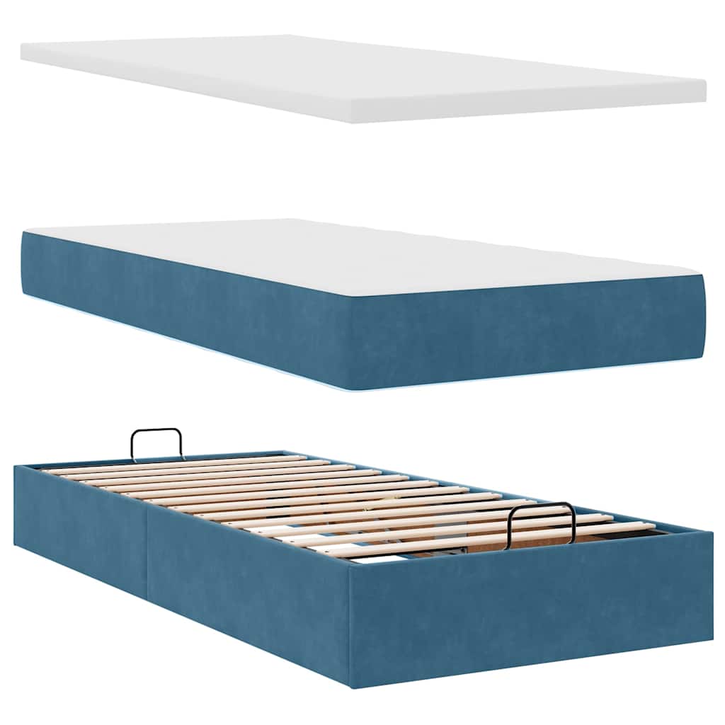 Ottoman-Bett Mit Matratzen & Leds Samt Dunkelblau