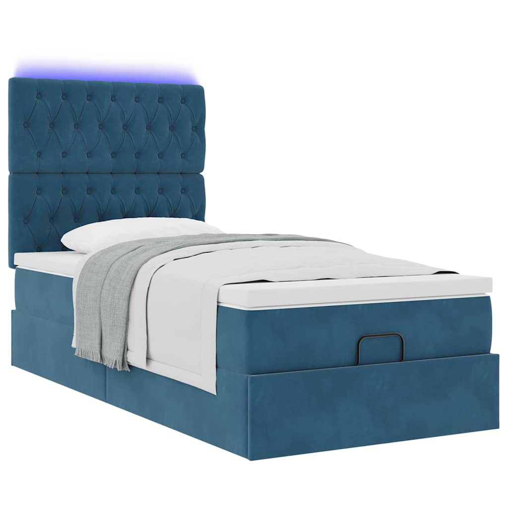 Ottoman-Bett Mit Matratzen & Leds Samt Dunkelblau
