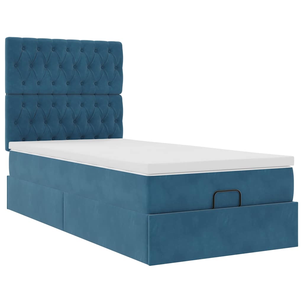 Ottoman-Bett Mit Matratzen & Leds Samt Dunkelblau