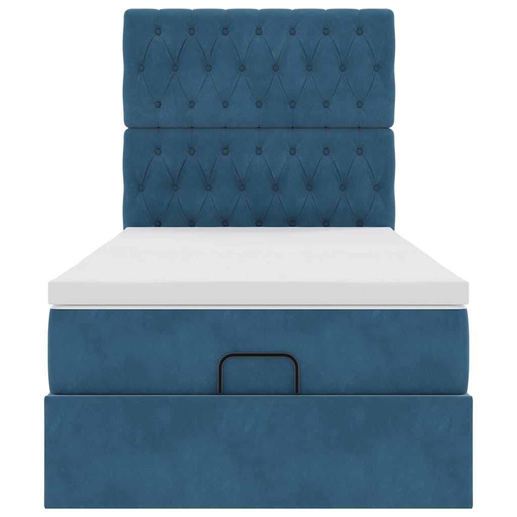 Ottoman-Bett Mit Matratzen & Leds Samt Dunkelblau