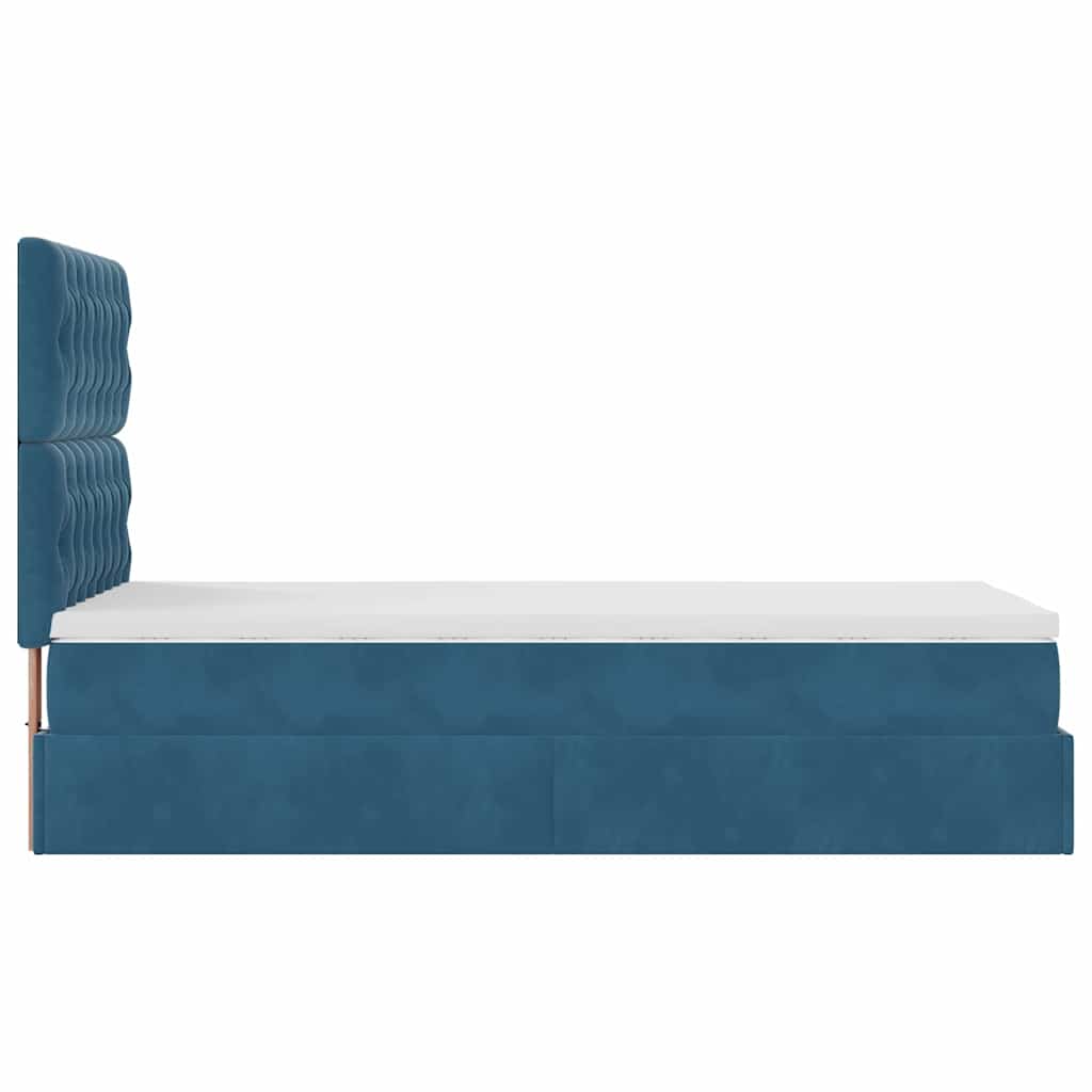 Ottoman-Bett Mit Matratzen & Leds Samt Dunkelblau