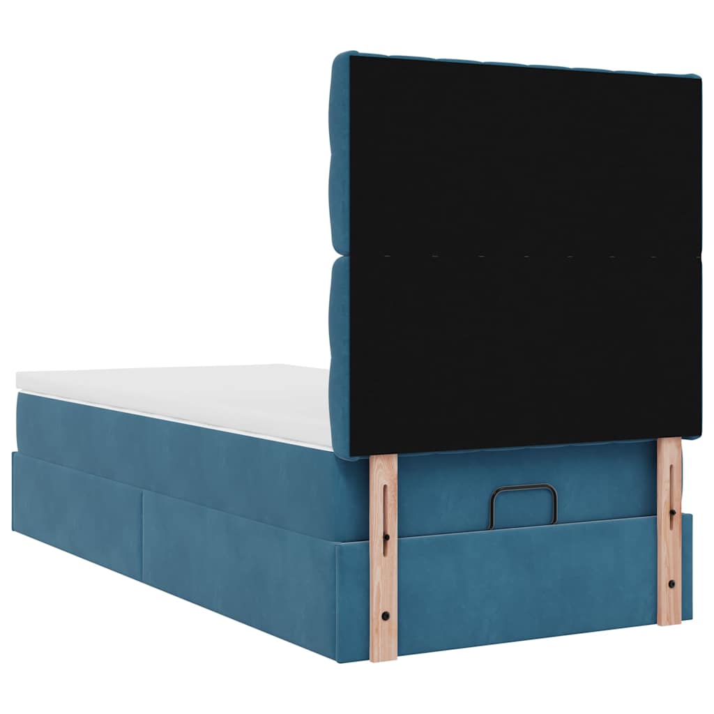 Ottoman-Bett Mit Matratzen & Leds Samt Dunkelblau