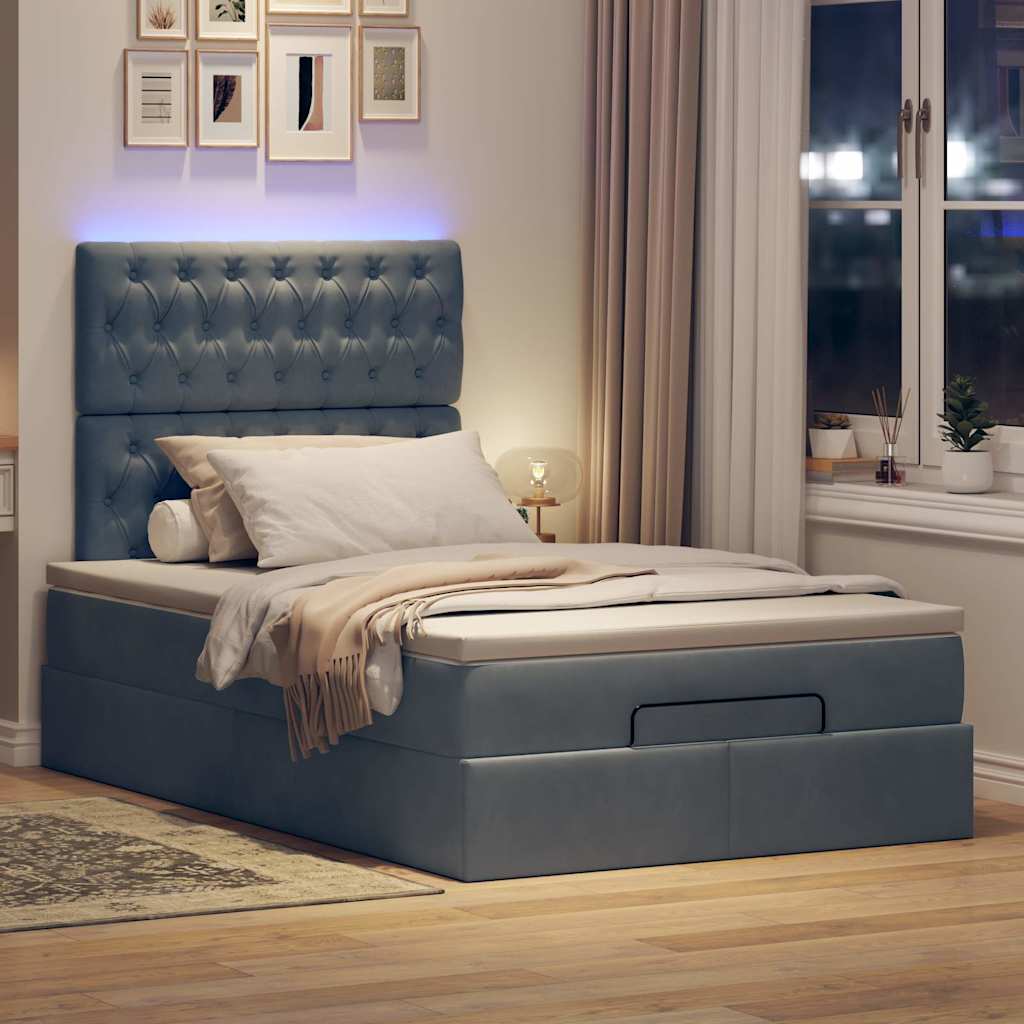 Ottoman-Bett Mit Matratzen & Leds Samt Dunkelgrau