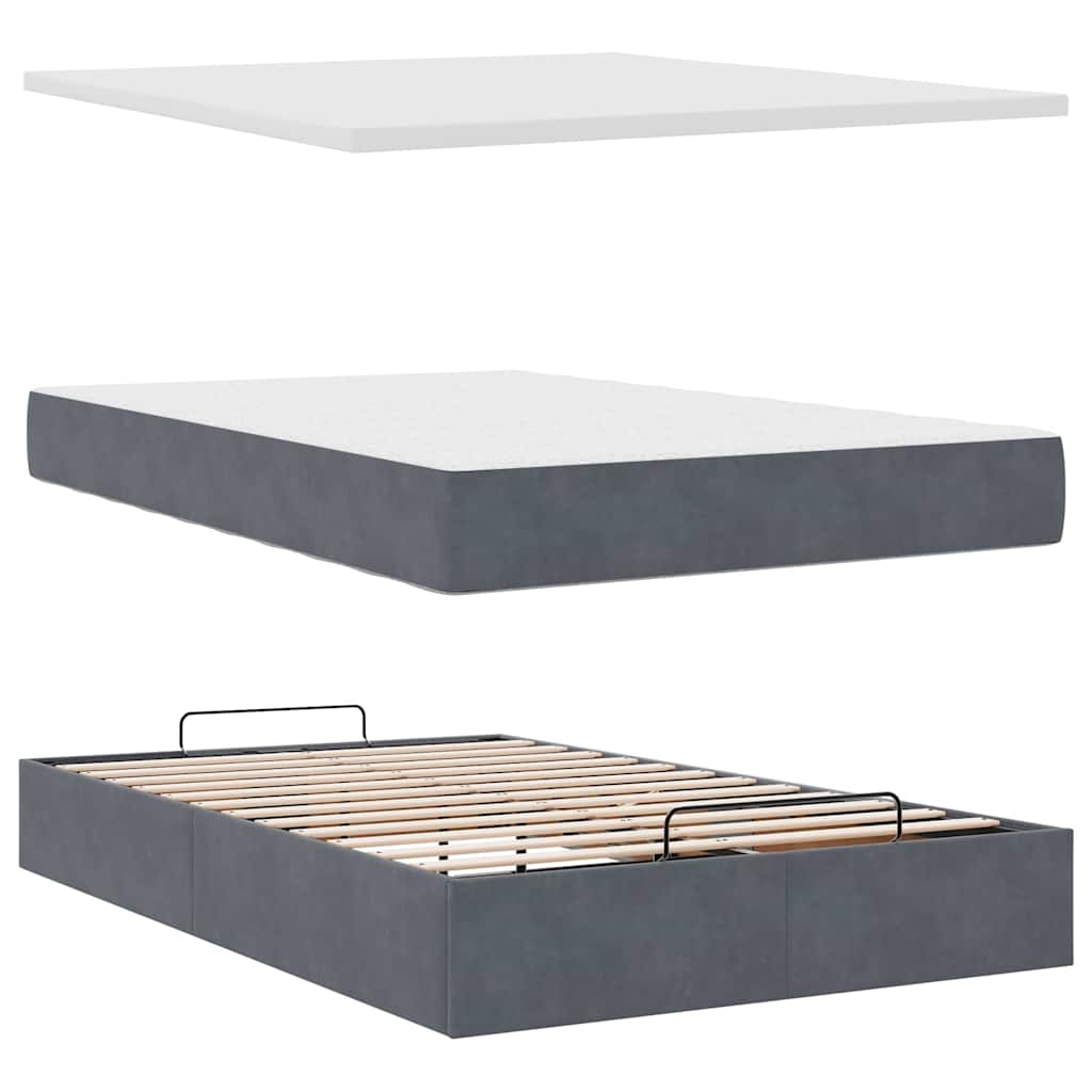 Ottoman-Bett Mit Matratzen & Leds Samt Dunkelgrau