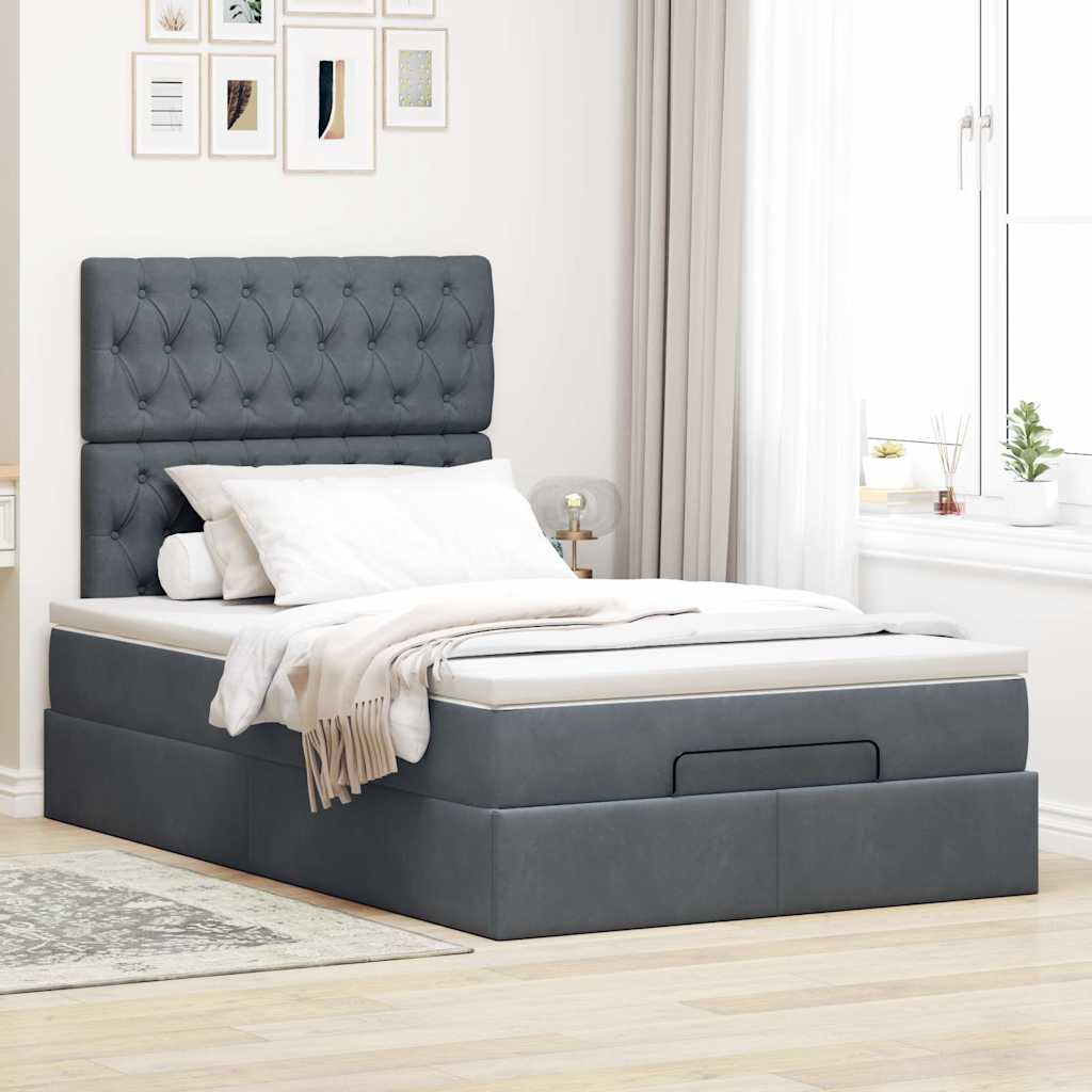 Ottoman-Bett Mit Matratzen & Leds Samt Dunkelgrau